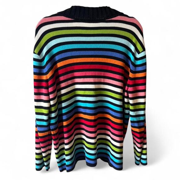 Liz Claiborne Woman 1X Multicolor Stripe Quarter Zip Sweater Knit Pullover - Picture 6 of 7